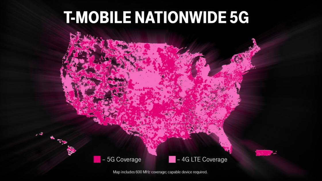 T Mobile 5G coverage map.